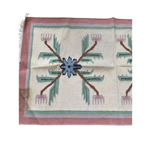 Handmade VTG Wool Rug Native Design Southwestern Hand Woven Art READ - Picture 4 of 10